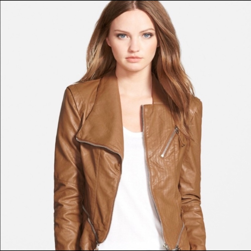 Blanknyc Camel faux leather jacket